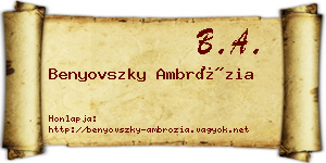 Benyovszky Ambrózia névjegykártya